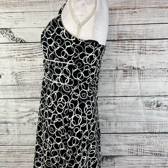 AB Studio Halter Dress size 6 Black White Circles Wedding Guest Beach Vacation - Picture 10 of 15